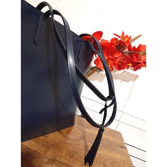 Kate Spade Newyork Leather Large Jana Shoulder Tote Bag Dark Blue - Picture 10 of 10